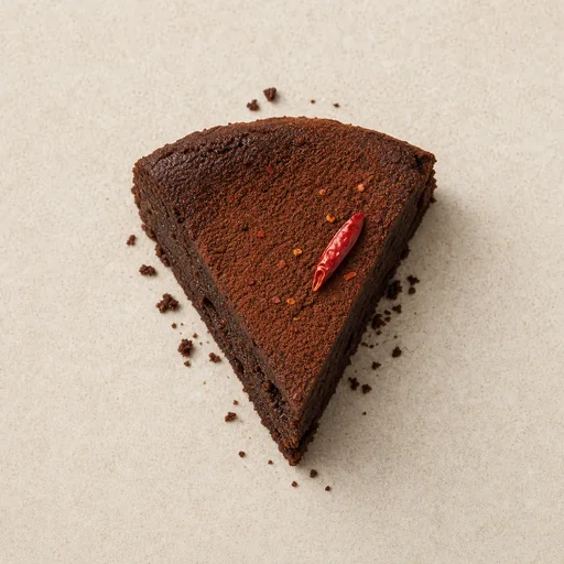 Fatia de bolo de chocolate com malagueta