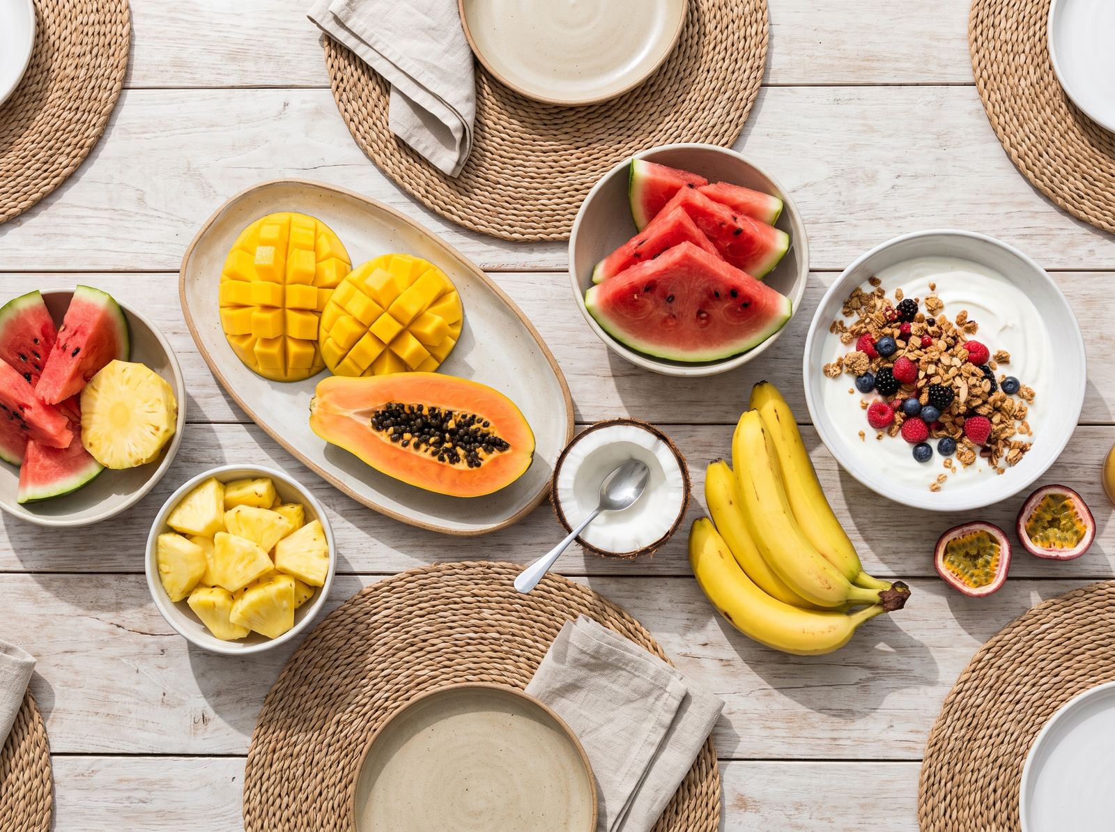 Menu saudável de verão com frutas locais