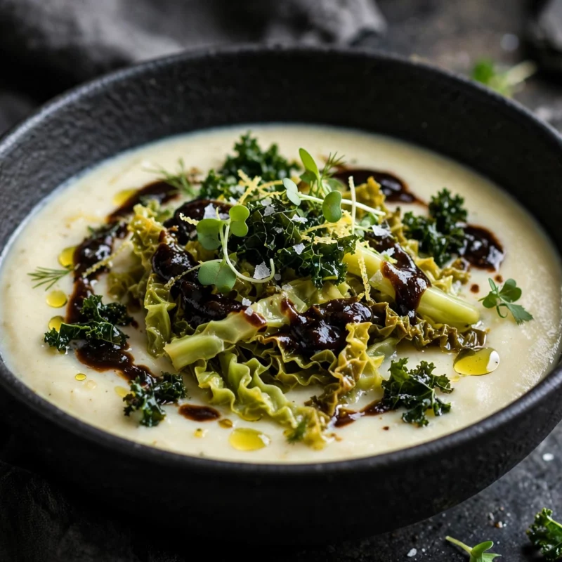 Caldo Verde com Couve Fermentada e Garum Vegetal