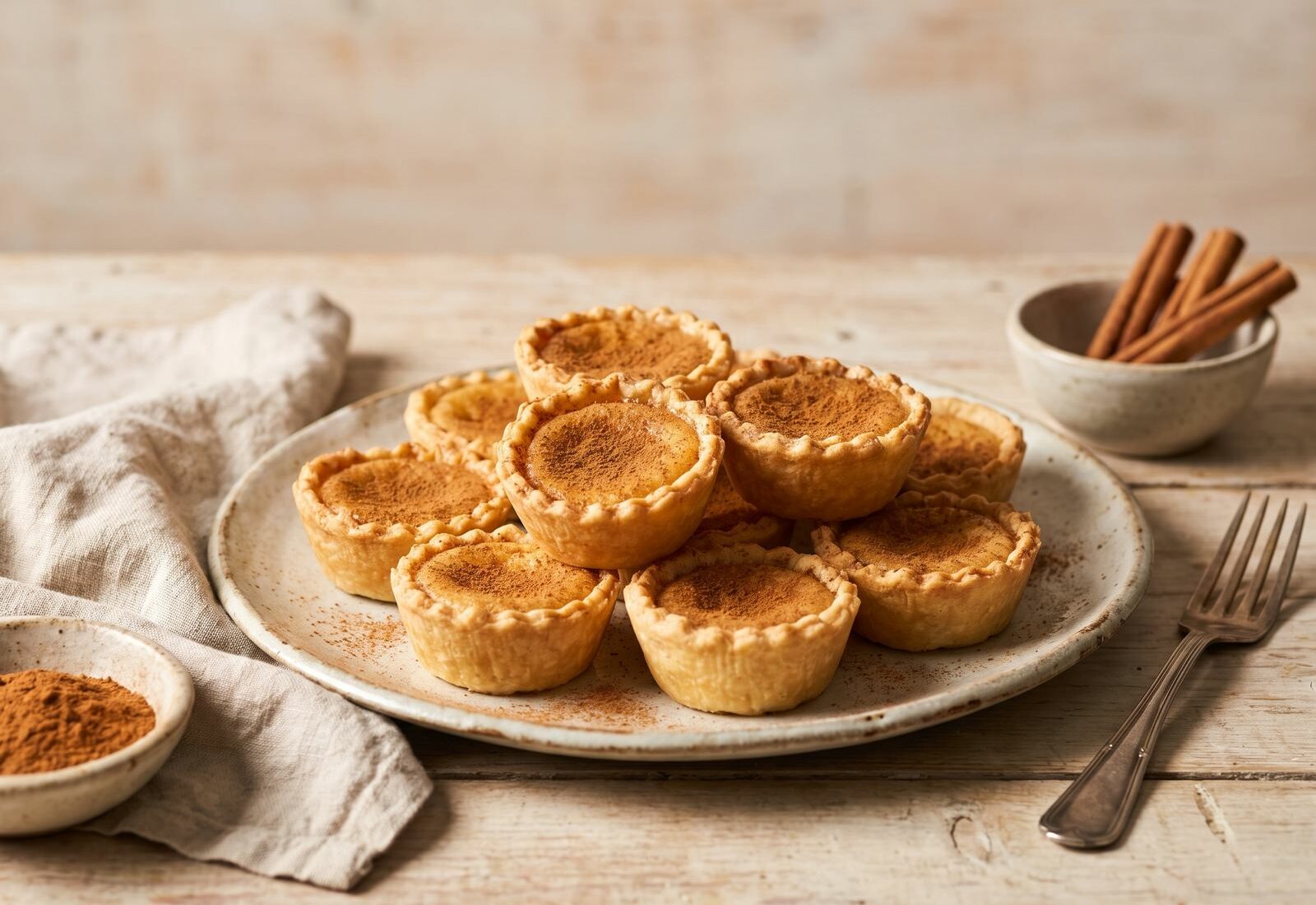 Queijadas de Sintra, pequenas tartes de queijo fresco e canela com massa fina e estaladiça