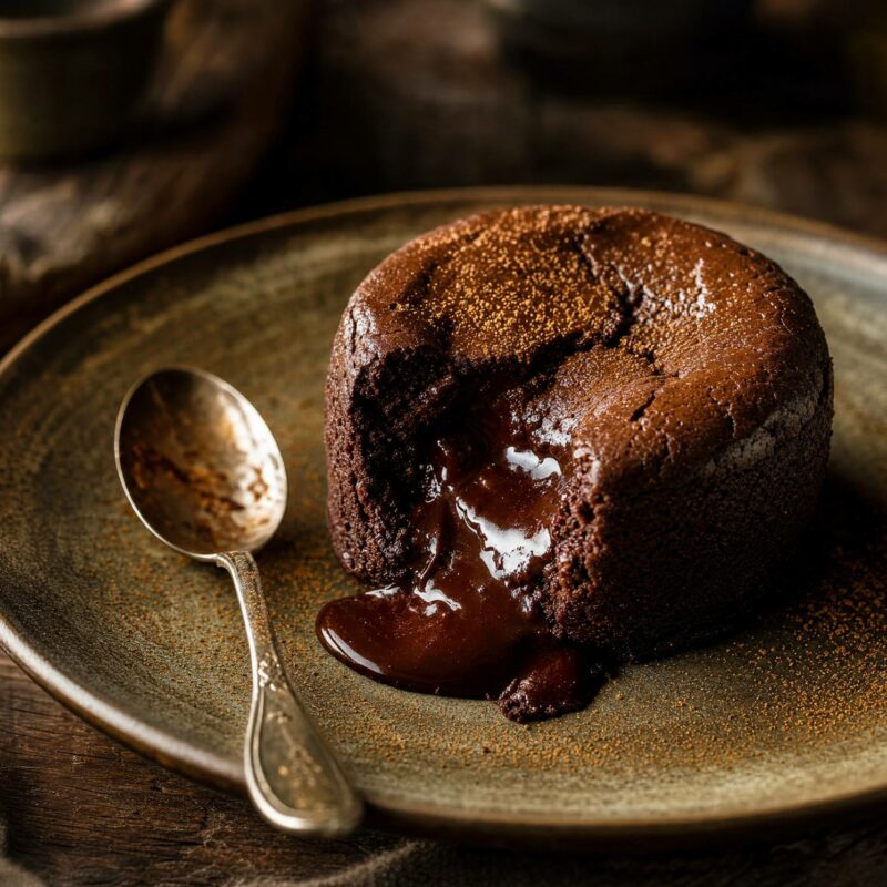 Bolo de chocolate quente com pimenta e calda cremosa
