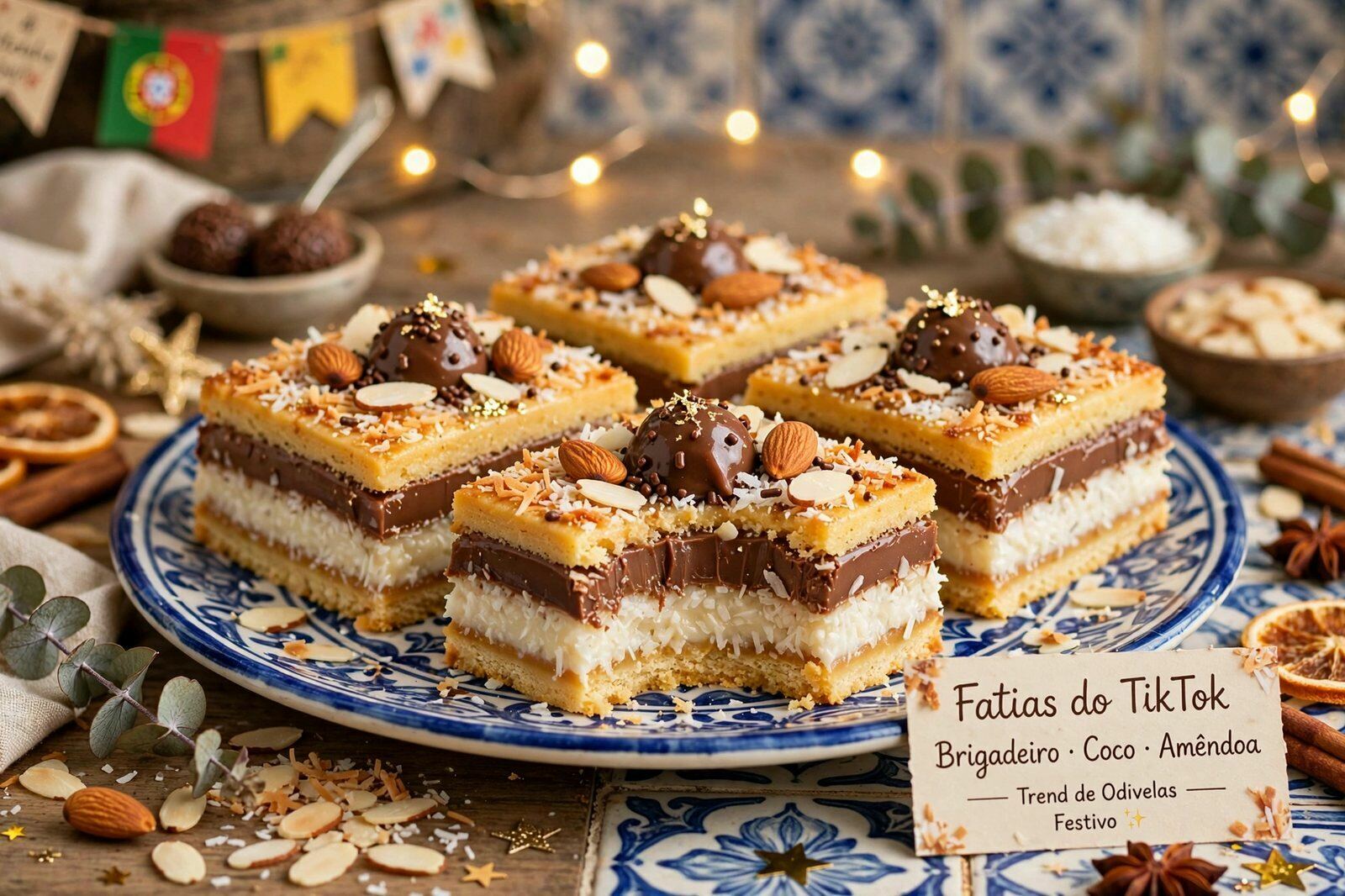 Fatias do TikTok com Brigadeiro, Coco e Amêndoa