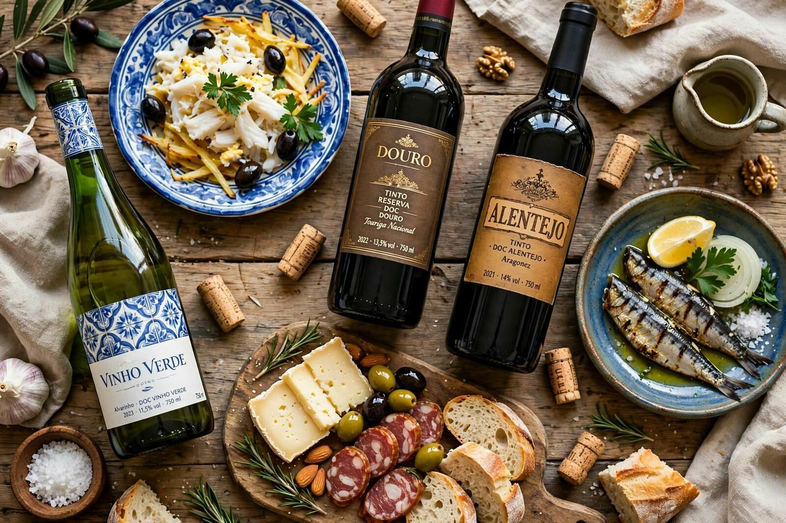 Copo de vinho branco junto a um prato de peixe grelhado