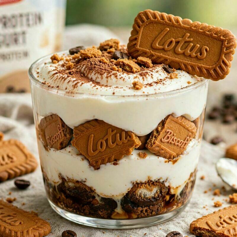 Yogurt Tiramisu com Lotus Biscoff e Café